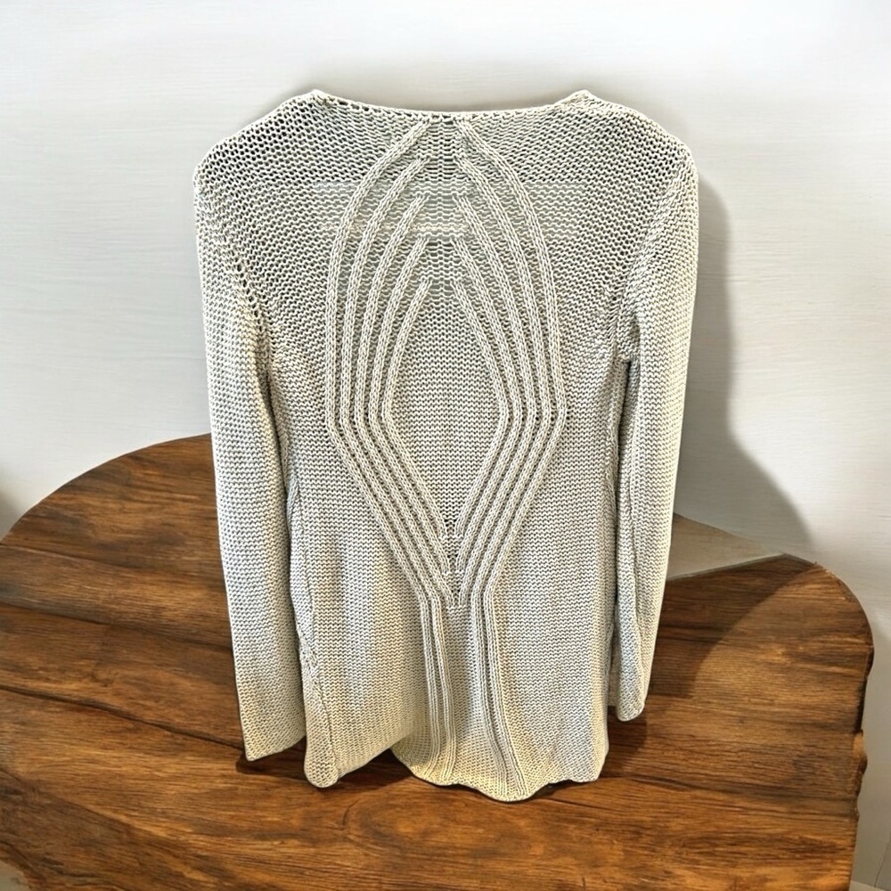 Lineamaglia Made In Italy Women’s S Open Front Cardigan Geometric Pattern Tan